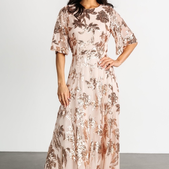 Baltic Born Lucy Sequin Dress | Rose Gold Size SS - Picture 2 of 7